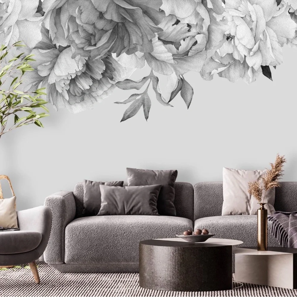 Elegant Gray Floral Decals removable easy to install